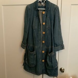 Marc Jacobs Vintage Trench Long Coat Denim Size 10 Excellent Condition